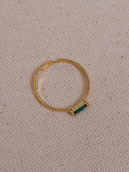 Yeşil Baget Taşlı Minimal Yüzük