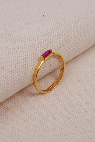 Fuşya Baget Taşlı Minimal Yüzük