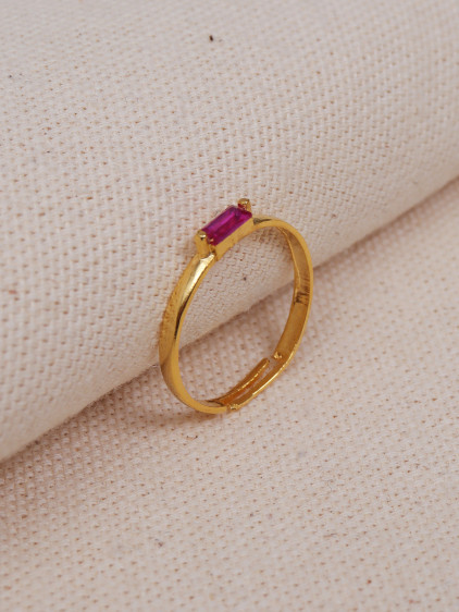Fuşya Baget Taşlı Minimal Yüzük
