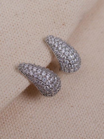 Zirkon Taşlı Damla Formunda Mini Çok Taşlı Gold Küpe