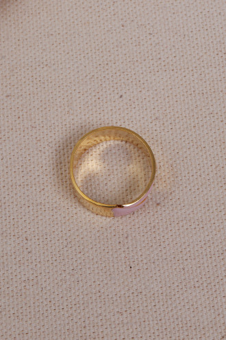 Pembe Mineli Ayarlanabilir Kalın Yüzük