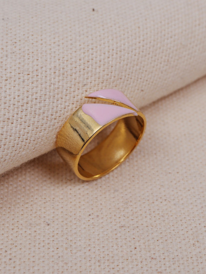 Pembe Mineli Ayarlanabilir Kalın Yüzük