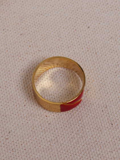 Kırmızı Mineli Ayarlanabilir Kalın Yüzük
