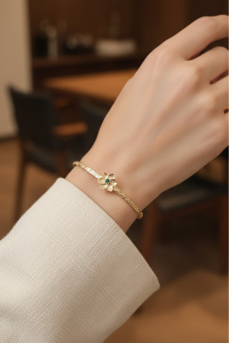 Gold Renk Ayarlanabilir Dövme Kelepçeli Doğum Ayı Çiçeği Bilezik (Mayıs)