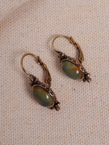 Bal Akik Taşlı Otantik Küpe