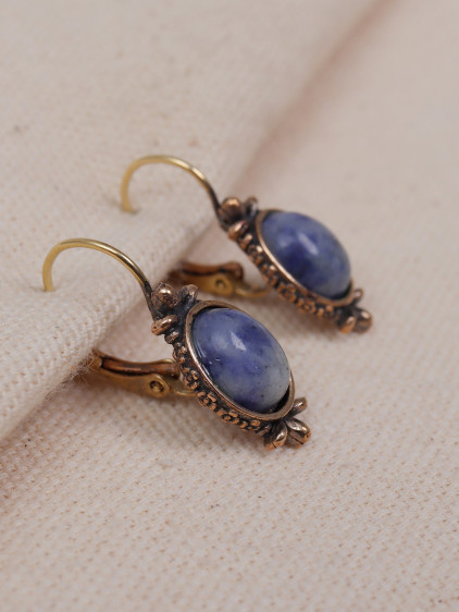 Sodalit Taşlı Otantik Küpe