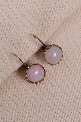 Pembe Kuvars Taşlı Otantik Küpe