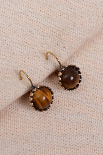 Kaplan Gözü Taşlı Otantik Küpe