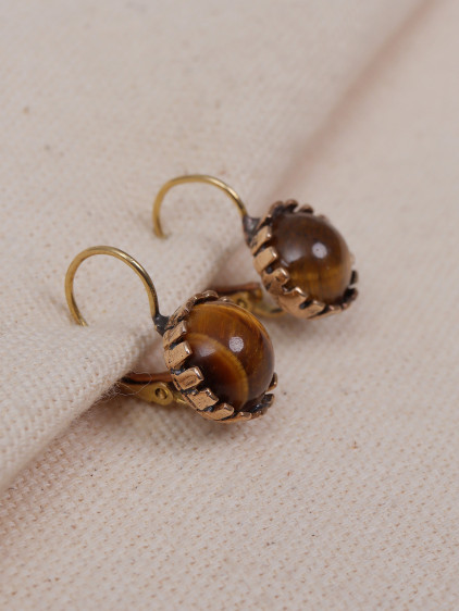 Kaplan Gözü Taşlı Otantik Küpe