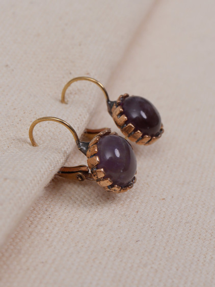 Ametist Taşlı Otantik Küpe