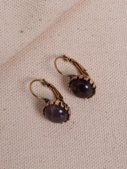 Ametist Taşlı Otantik Küpe