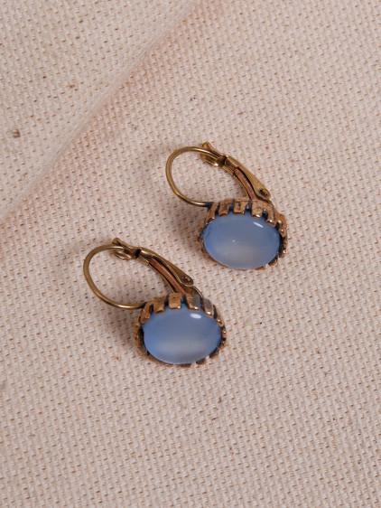 Saydam Bebek Mavi Taşlı Yuvarlak Otantik Küpe