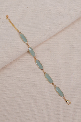 Su Yeşili Uzun Boncuklu Gold Bilezik