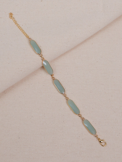 Su Yeşili Uzun Boncuklu Gold Bilezik