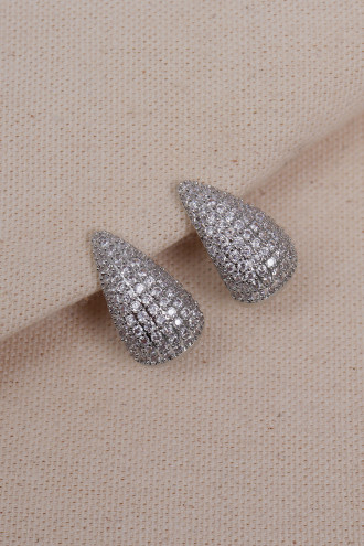 Zirkon Taşlı Büyük Damla Küpe