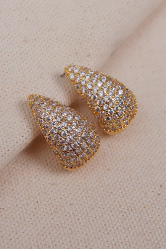 Zirkon Taşlı Büyük Damla Küpe