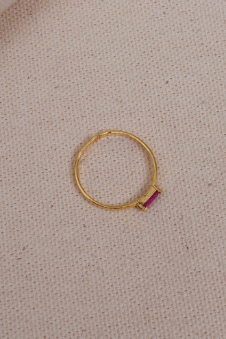 Fuşya Baget Taşlı Minimal Yüzük