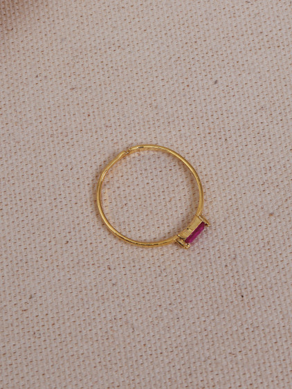 Fuşya Baget Taşlı Minimal Yüzük