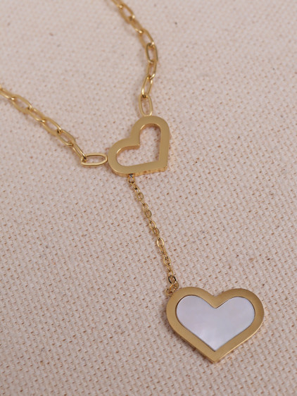 Kalp Sallantılı Sedefli Çelik Kolye