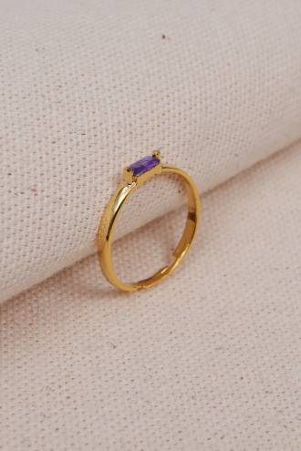 Ametist Baget Taşlı Minimal Yüzük