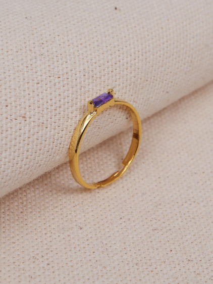 Ametist Baget Taşlı Minimal Yüzük
