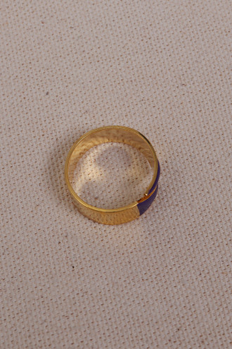 Mavi Mineli Ayarlanabilir Kalın Yüzük