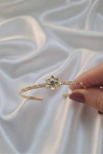 Gold Renk Ayarlanabilir Dövme Kelepçeli Doğum Ayı Çiçeği Bilezik (Mayıs)