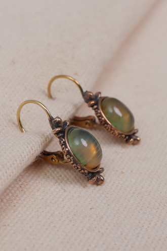 Bal Akik Taşlı Otantik Küpe