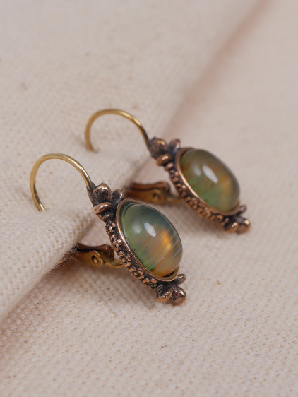 Bal Akik Taşlı Otantik Küpe