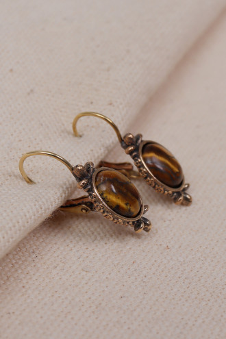 Kaplan Gözü Taşlı Otantik Küpe