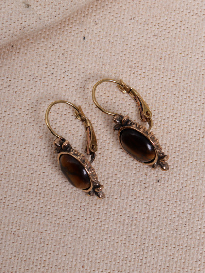 Kaplan Gözü Taşlı Otantik Küpe