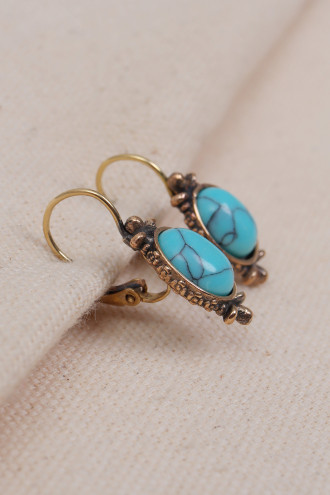 Turkuaz Taşlı Otantik Küpe