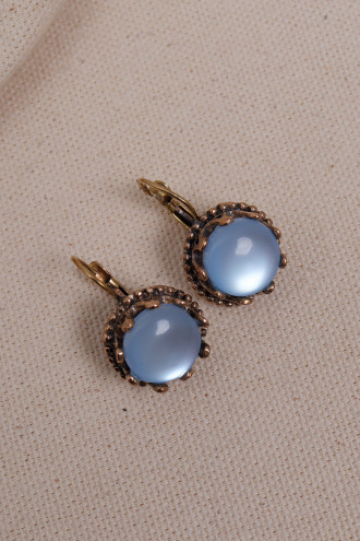 Saydam Bebek Mavi Taşlı Taç Model Küpe