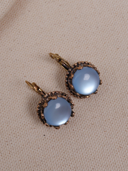 Saydam Bebek Mavi Taşlı Taç Model Küpe Saydam Bebek Mavi Taşlı Taç Model Küpe