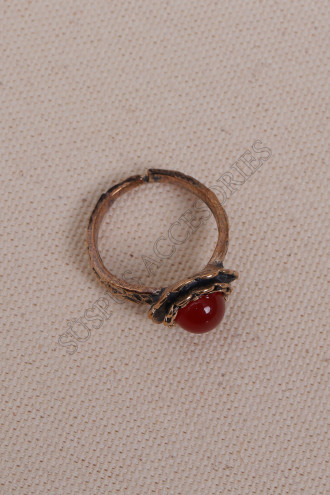 Akik Taşlı Çiçek Model Otantik Yüzük