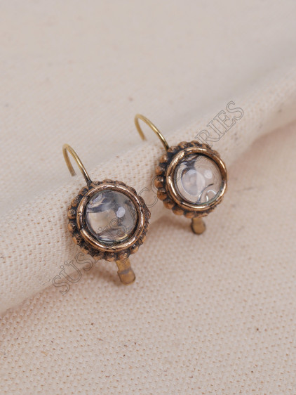 Rutil Kuvars Taşlı Oval Otantik Küpe