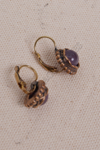 Ametist Taşlı Oval Otantik Küpe