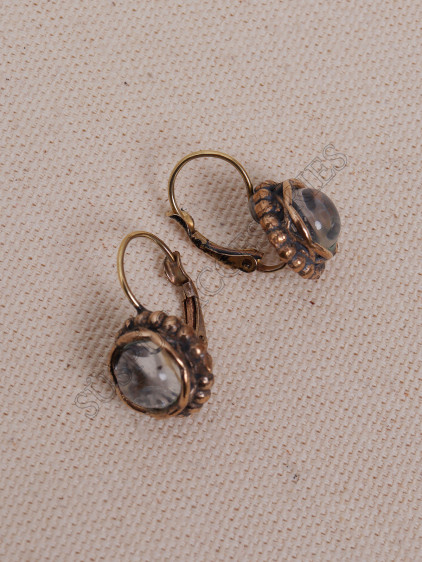 Rutil Kuvars Taşlı Oval Otantik Küpe