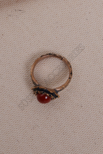 Kehribar Taşlı Çiçek Model Otantik Yüzük