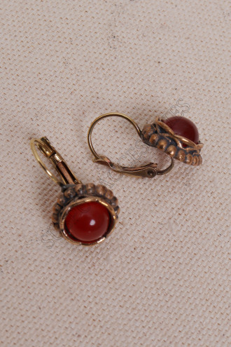 Akik Taşlı Oval Otantik Küpe