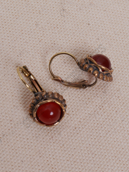 Akik Taşlı Oval Otantik Küpe