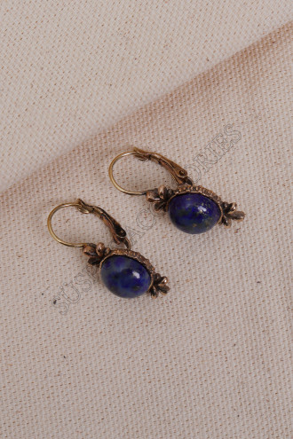 Lapis Taşlı Yuvarlak Taşlı Otantik Küpe