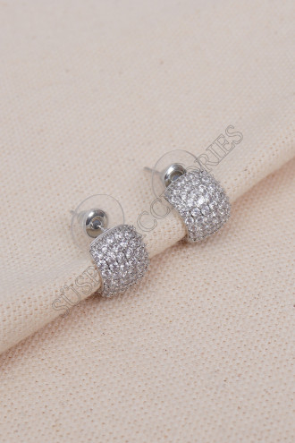 Zirkon Taşlı Minimal Silver Küpe