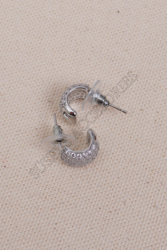 Zirkon Taşlı Minimal Silver Küpe