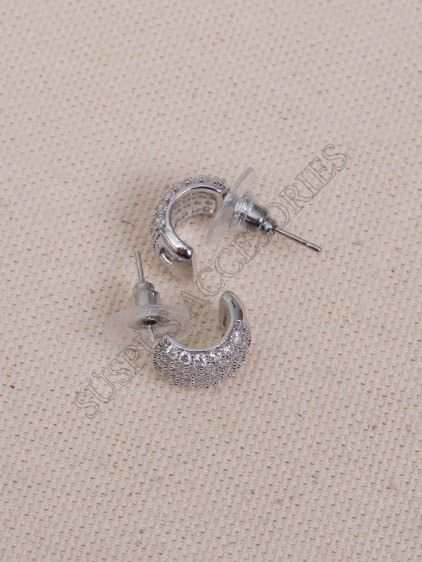 Zirkon Taşlı Minimal Silver Küpe Zirkon Taşlı Minimal Silver Küpe