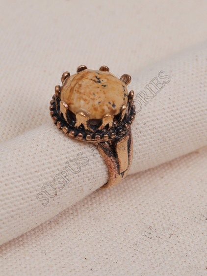 Jasper Taşlı Büyük Taç Model Yüzük