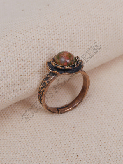 Ukanit Taşlı Çiçek Model Otantik Yüzük