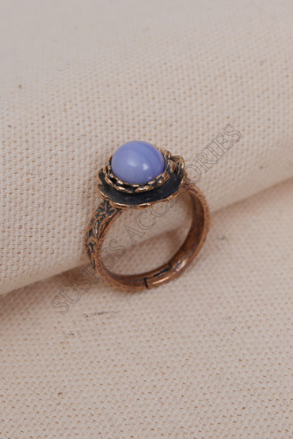 Lila Selenit Taşlı Çiçek Model Otantik Yüzük