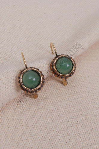 Aventurin Taşlı Oval Otantik Küpe