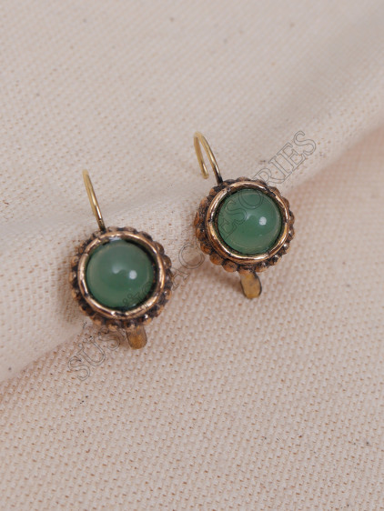 Aventurin Taşlı Oval Otantik Küpe